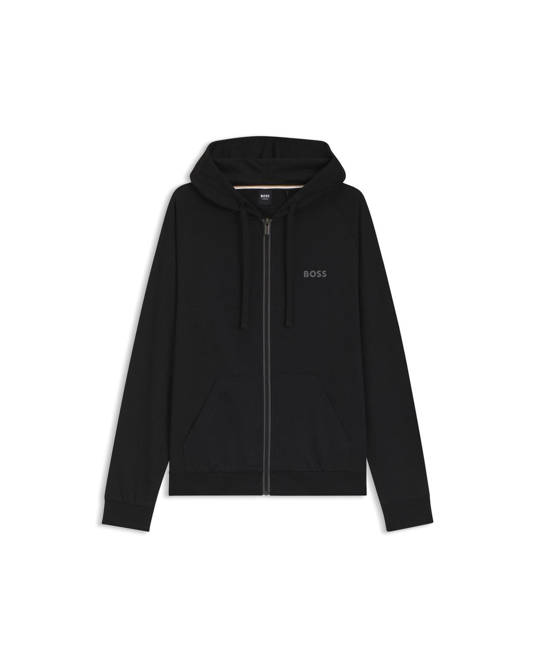 Boss Black Cotton-Terry Hoodie With Contrast Zip for men