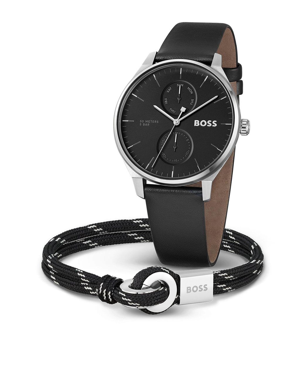 BOSS Gift boxed Black dial Watch And Cord Cuff Set for Men Lyst UK
