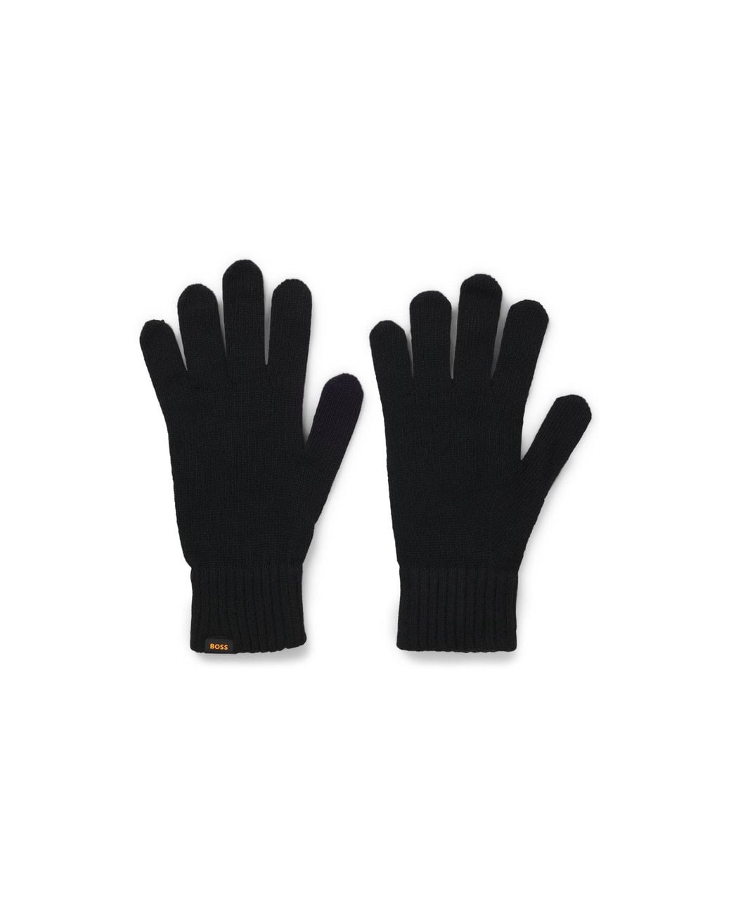 Boss Black Knitted Beanie Hat And Gloves Gift Set for men