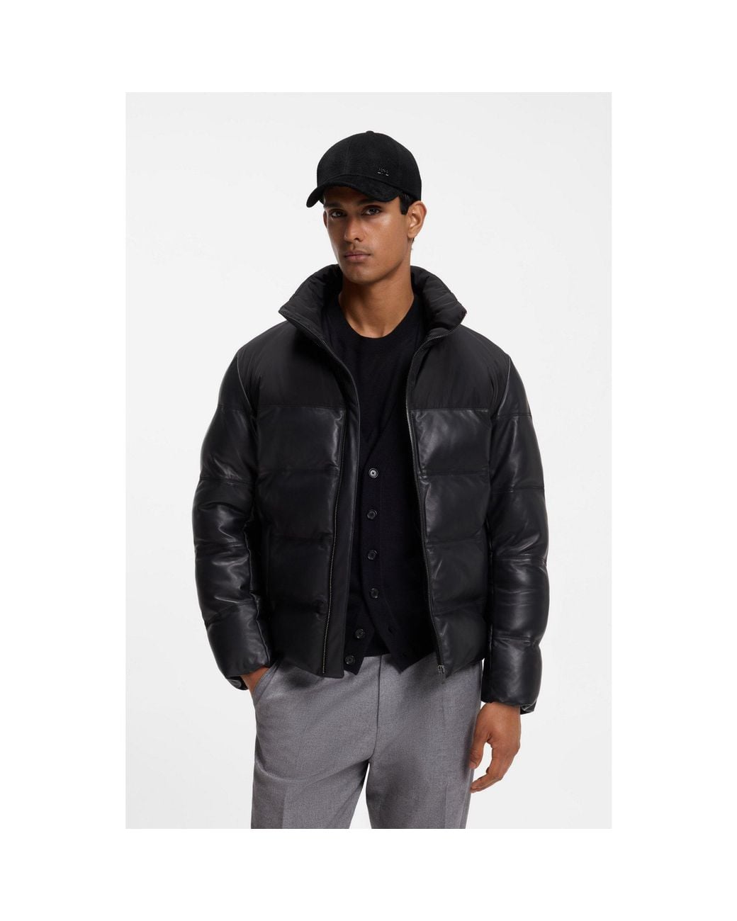 Boss Black Wool And Silk Blend Cap With Logo Hardware for men