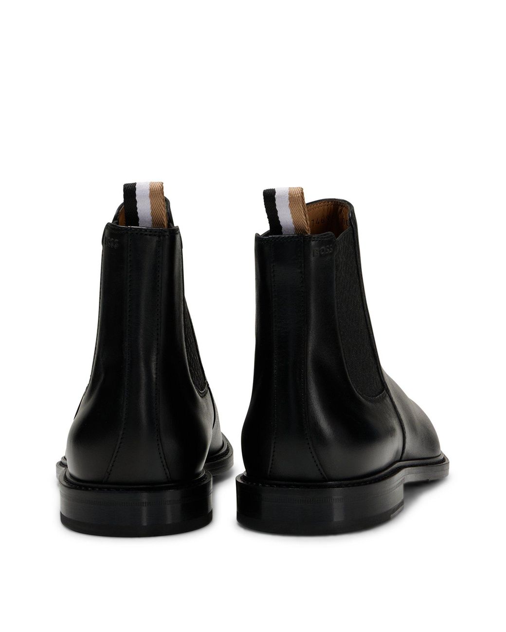 slank marmorering Detektiv BOSS by HUGO BOSS Italian Leather Chelsea Boots With Monogram Panels in  Black for Men | Lyst Canada