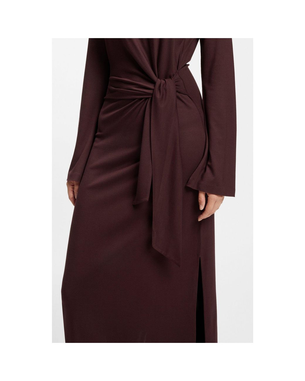 Boss Red Long-Sleeved Jersey Maxi Dress With Tie Waist