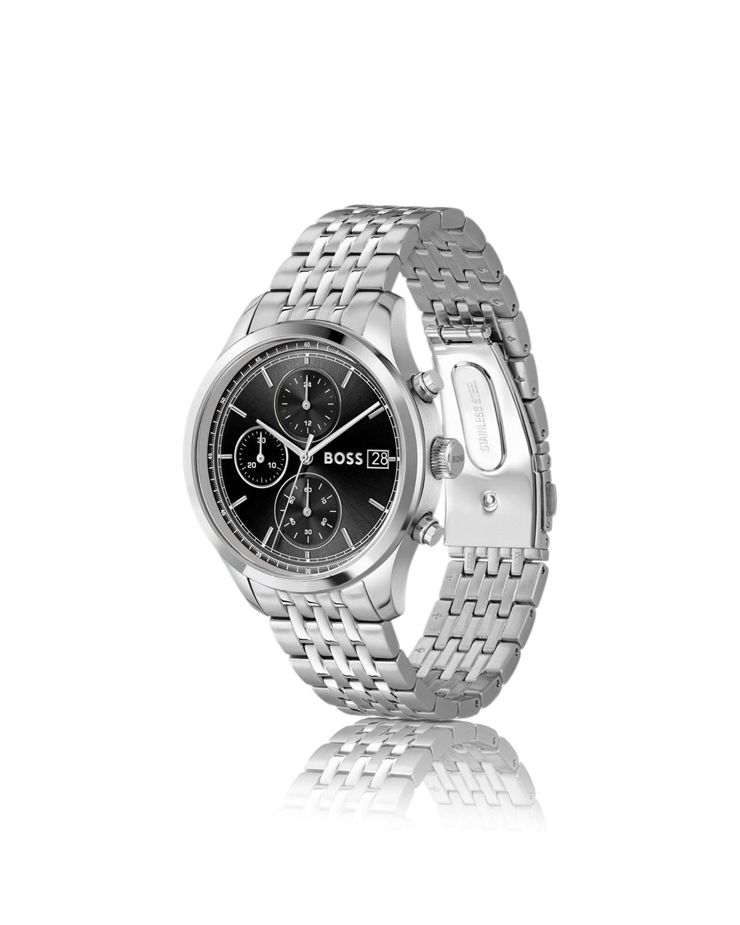 Boss Black Stratus Chronograph Watch With Seven-Link Bracelet for men