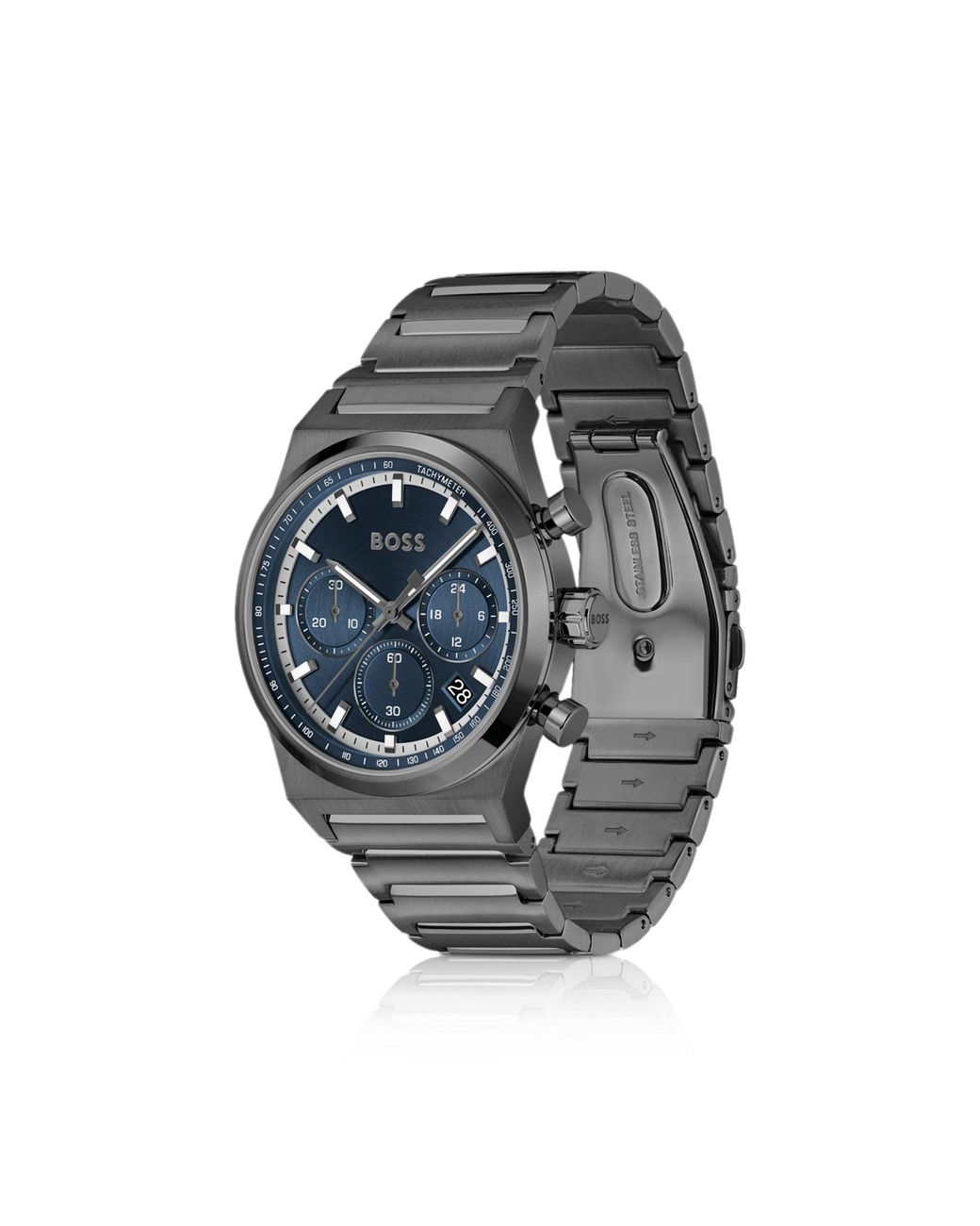 Boss Gray Plated Steel Watch for men