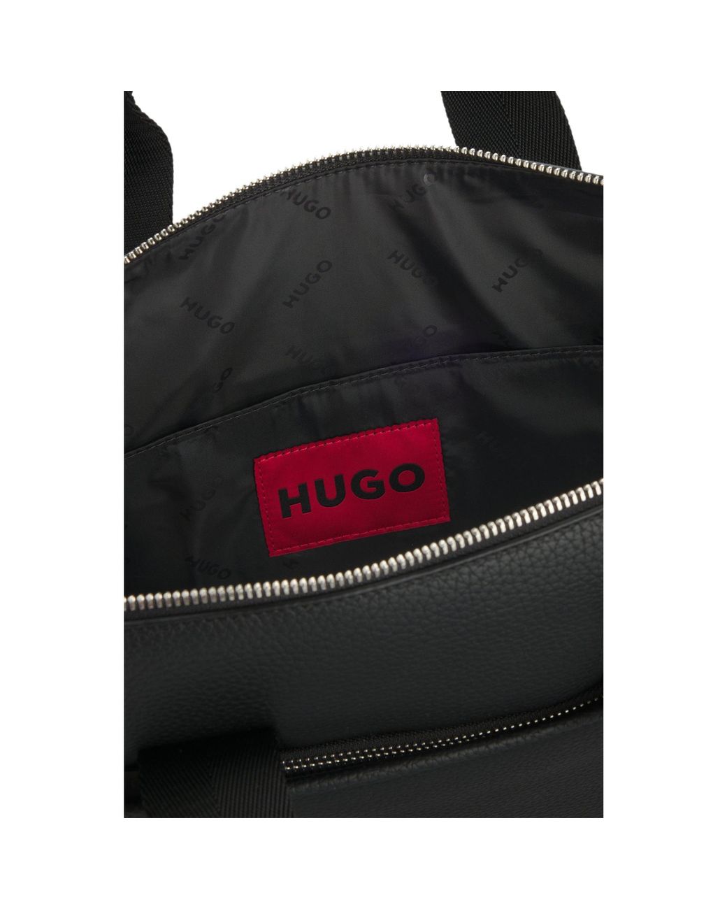 HUGO Black Document Case With Logo Patch for men