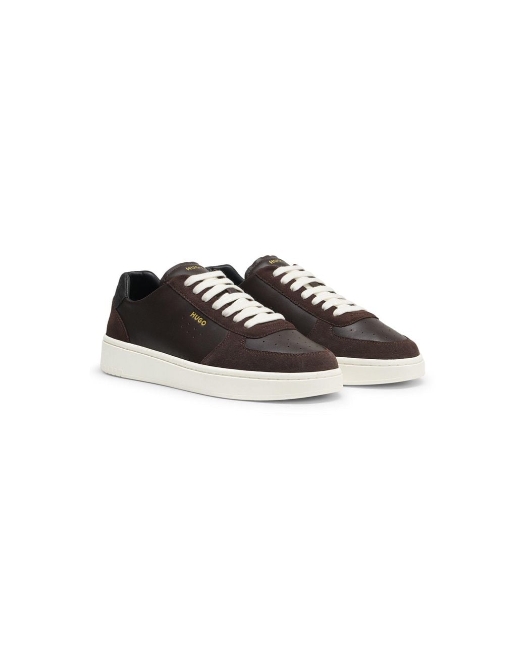 HUGO Black Leather Trainers for men