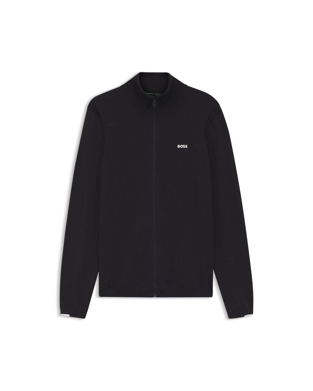 Boss Black Knitted-Cotton Cardigan With Contrast Logo for men