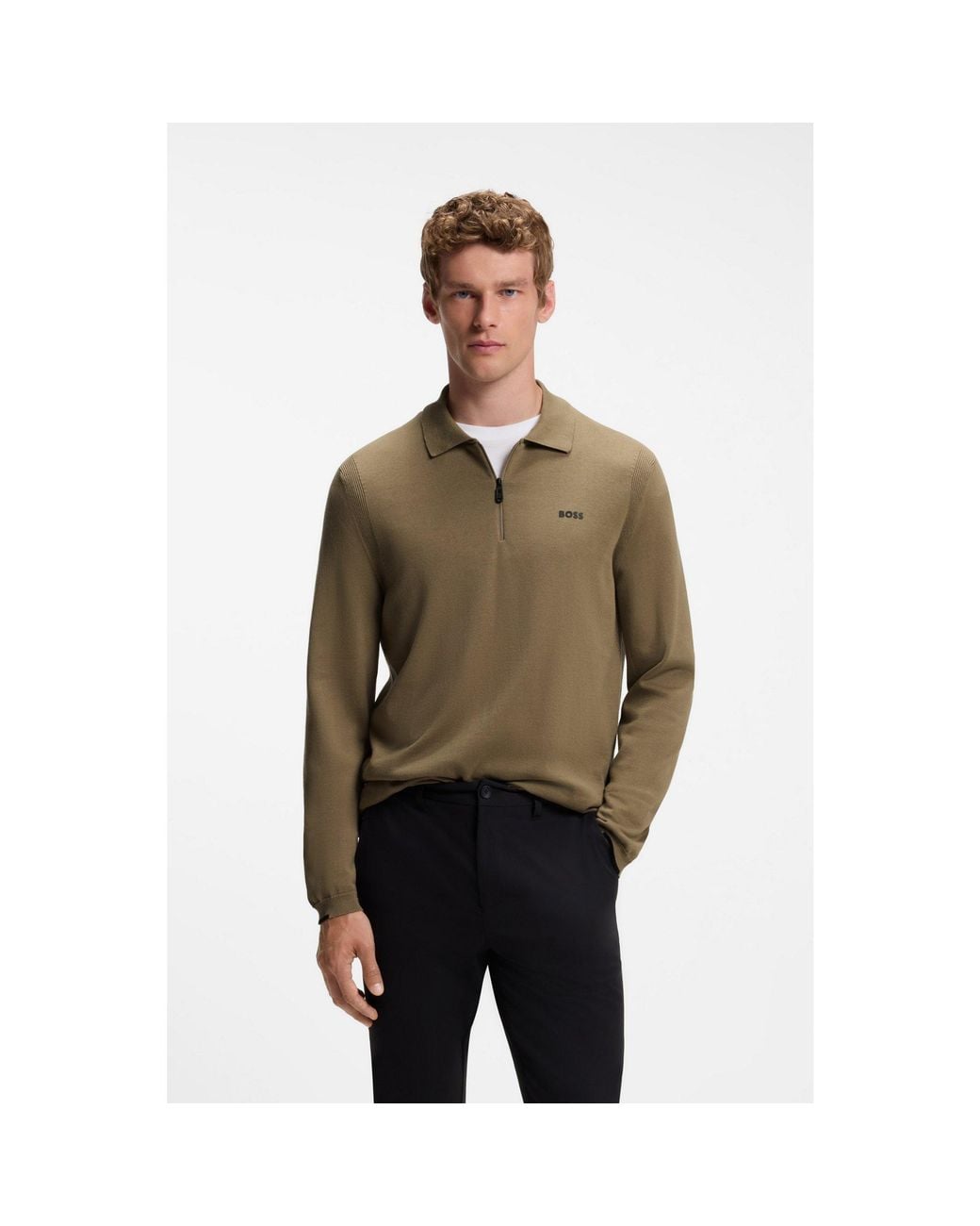 Boss Green Cotton Sweater for men