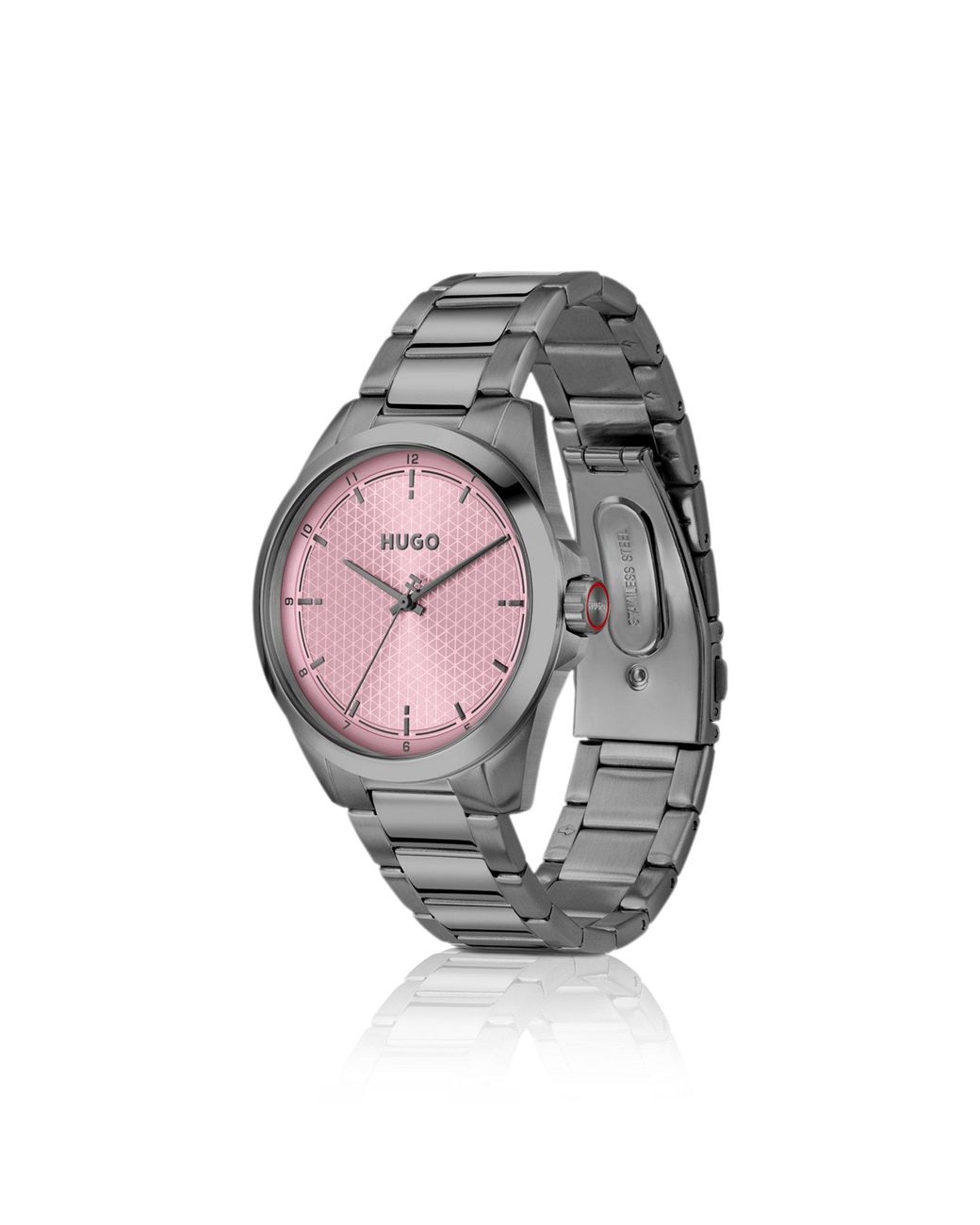 HUGO Pink Seam-Plated Watch With Textured Dial for men