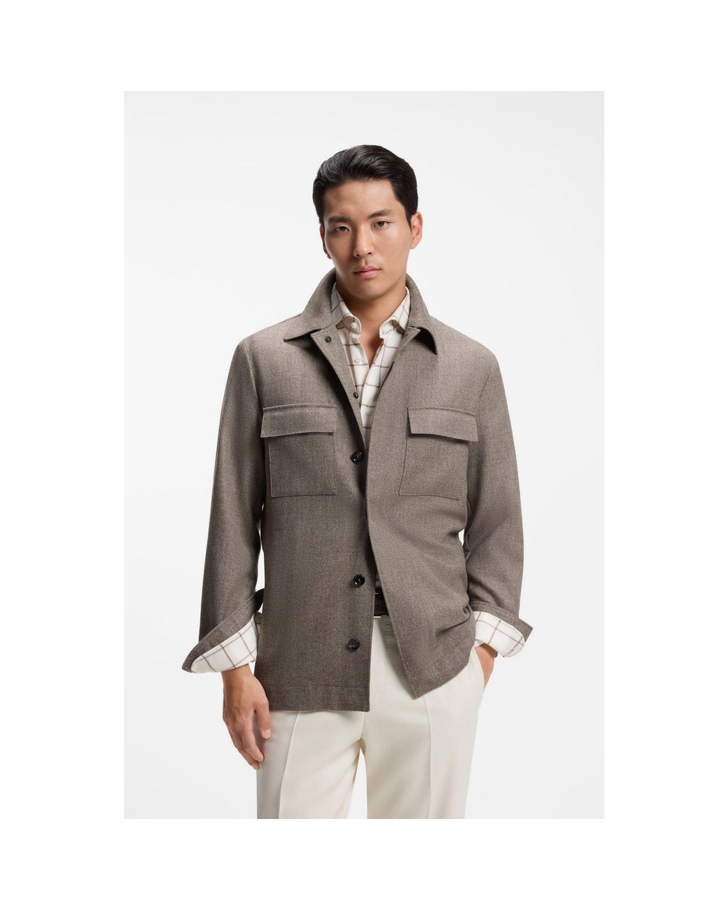 Boss Brown Relaxed-Fit Overshirt for men