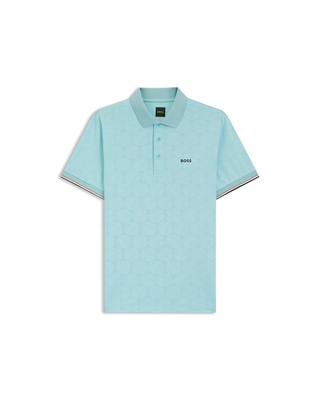 Boss Blue Active Slim-Fit Polo Shirt With Emed Tennis-Ball Pattern for men