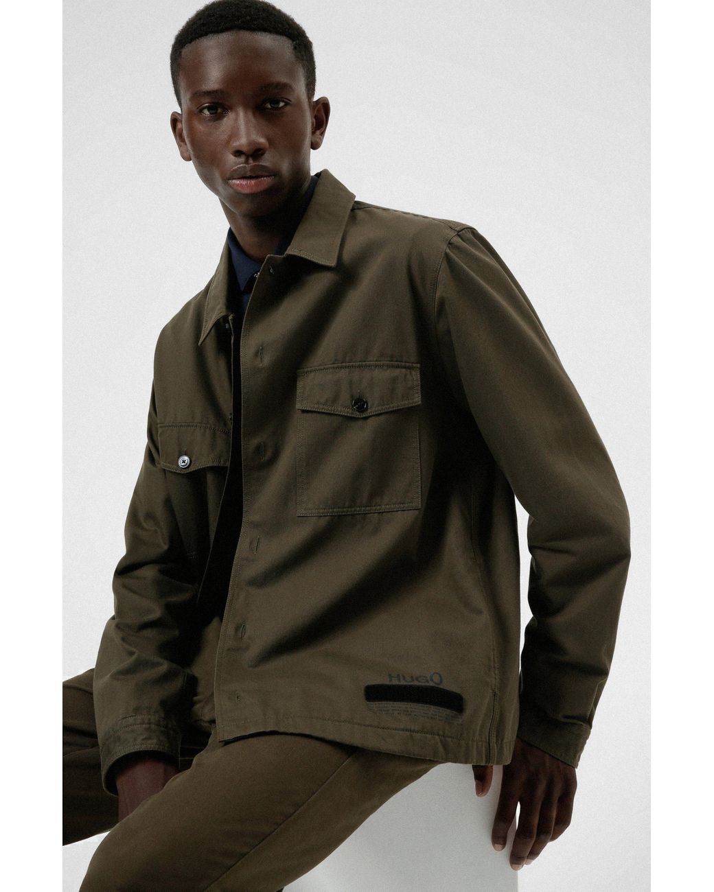 BOSS by HUGO BOSS Oversized-fit Shirt In Cotton Twill With Manifesto Logo  in Green for Men | Lyst