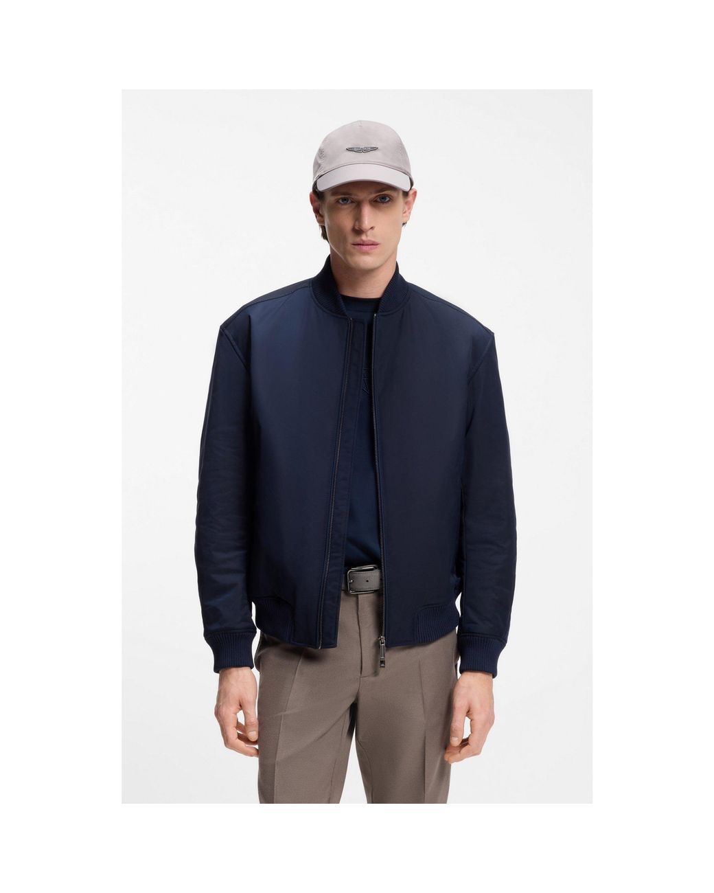 Boss Gray X Aston Martin Water-Repellent Cap With Wing Rivet for men