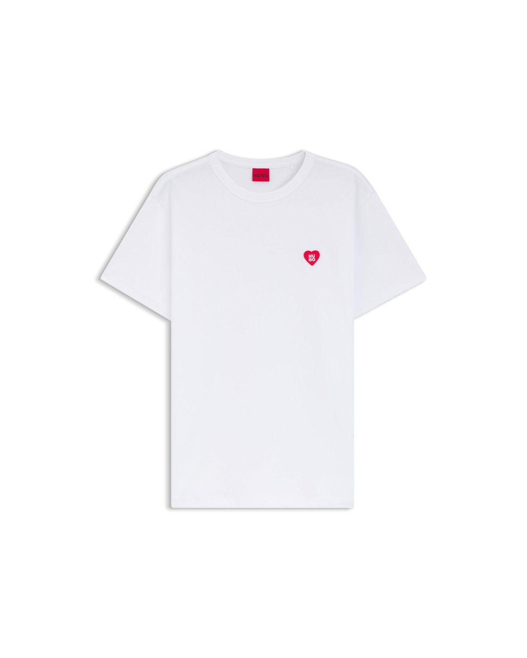 HUGO White Cotton-Jersey T-Shirt With Heart Logo