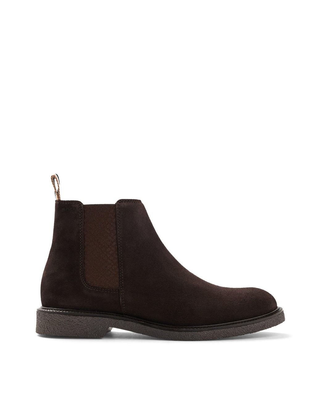 BOSS by HUGO BOSS Chelsea Boots In Suede With Emed Logo in Brown for ...