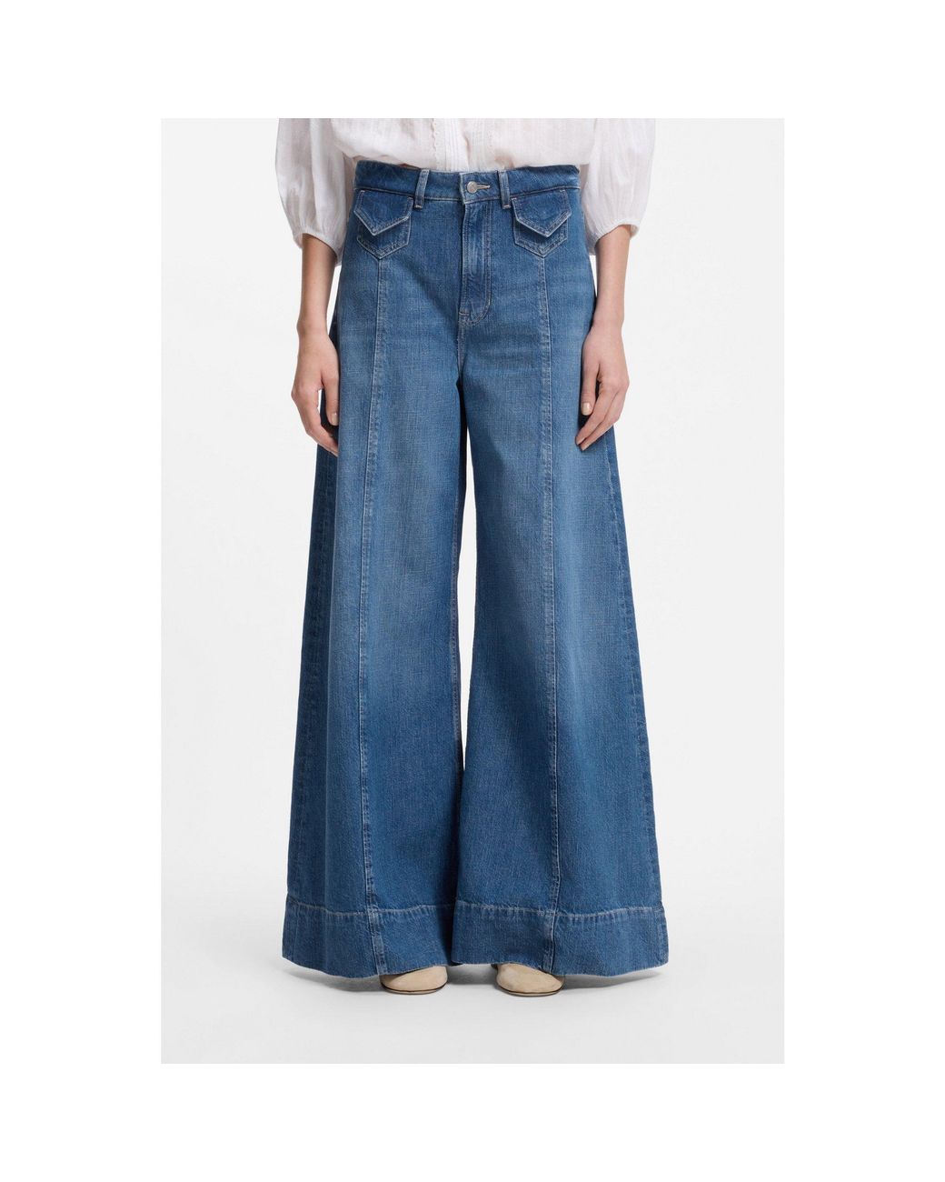Boss Blue Wide-Leg High-Rise Jeans