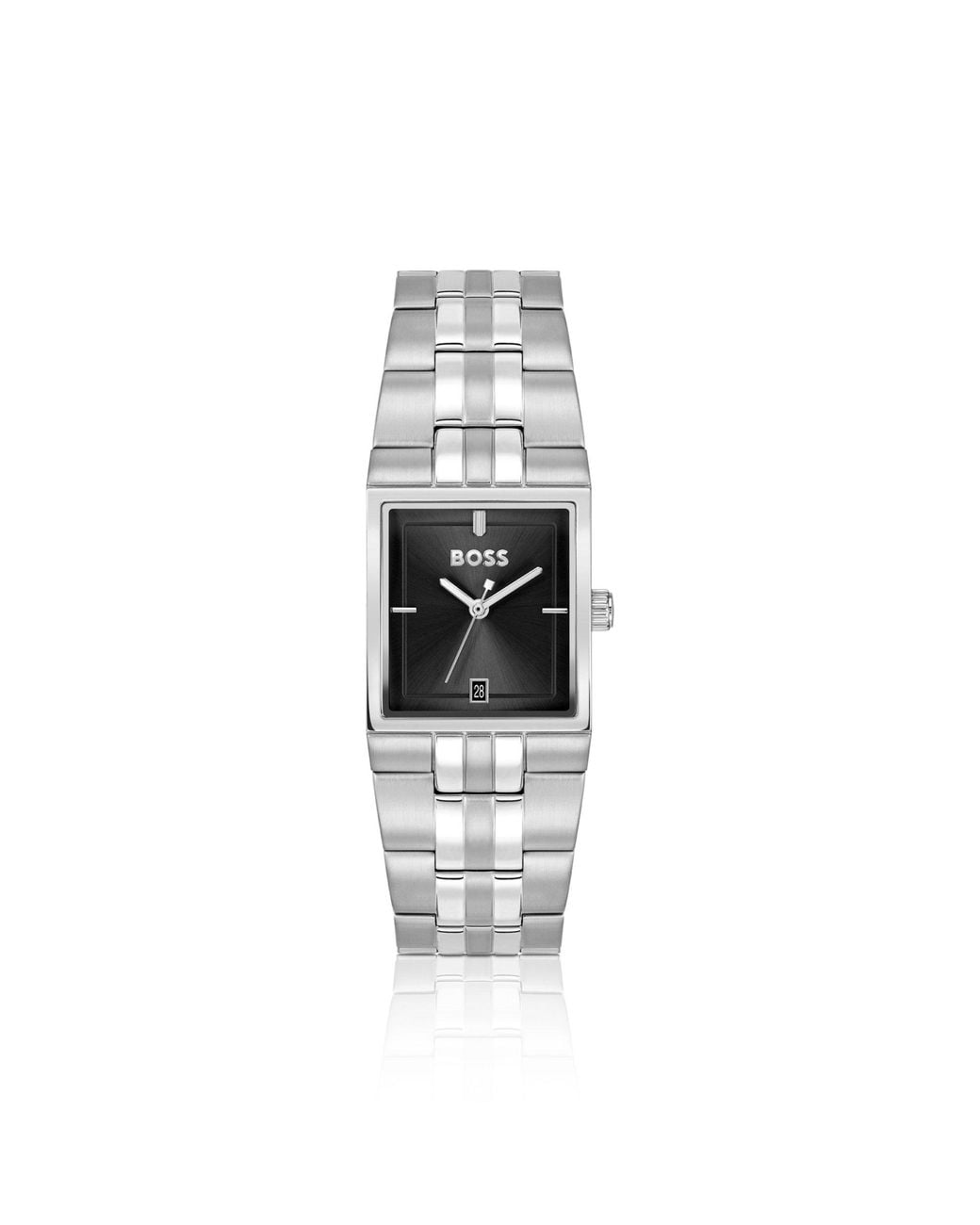 Boss White Strivo Stainless-Steel Watch With Stripe Detail for men