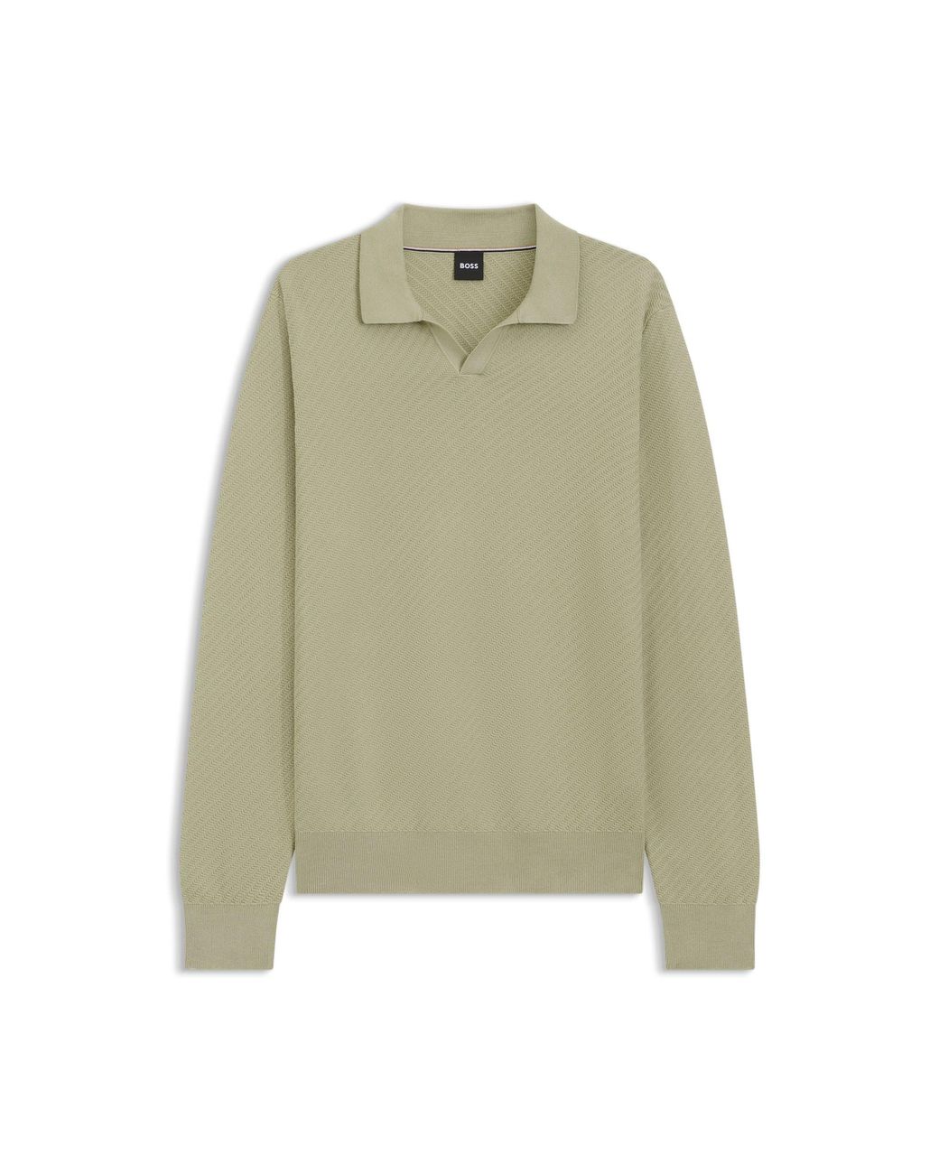 Boss Green Knitted-Cotton Sweater With Johnny Collar for men