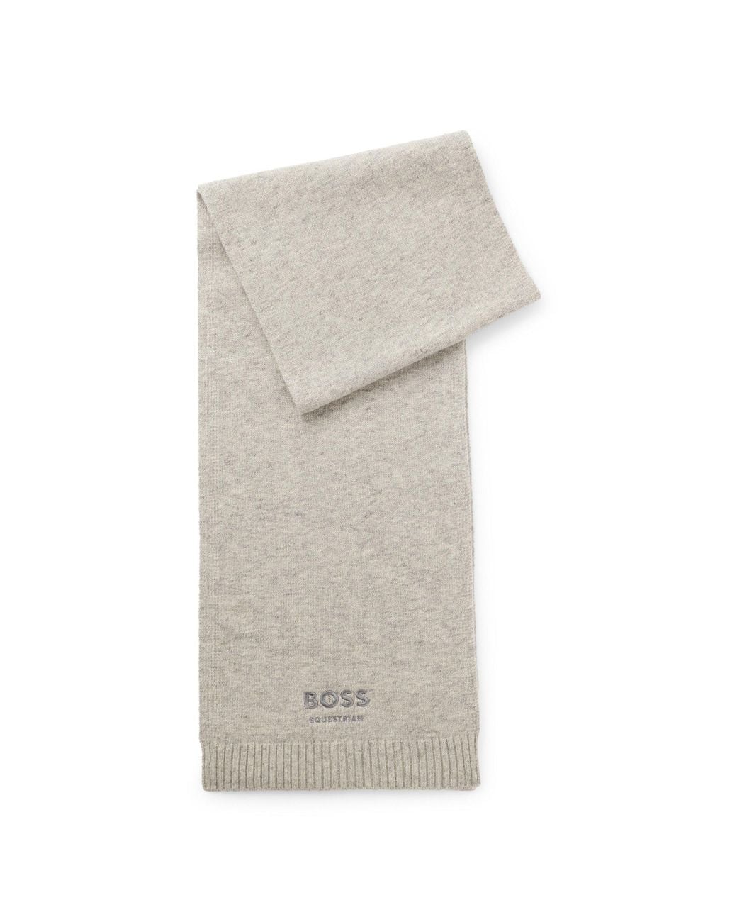 Boss Gray Equestrian Wool-Blend Scarf for men