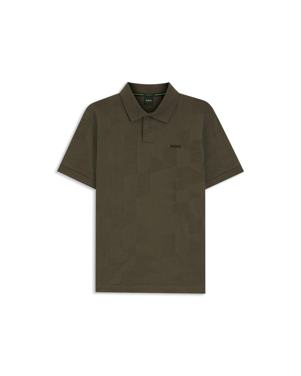 Boss Green Regular-Fit Cotton Knit Polo With 3D Jacquard Design for men
