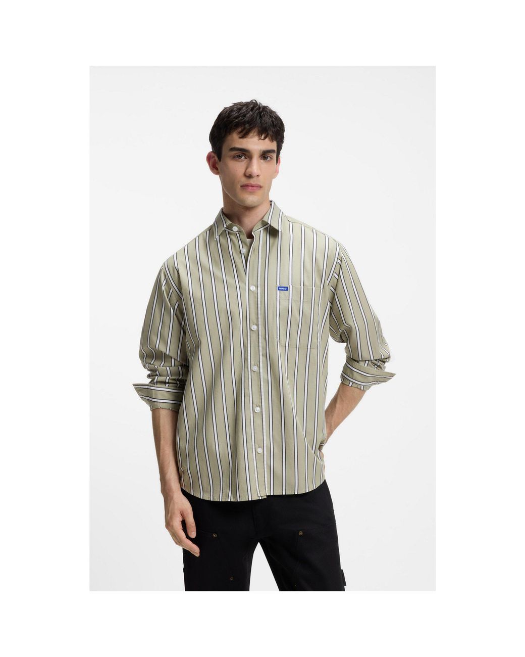 HUGO Gray Oversized-Fit Shirt for men