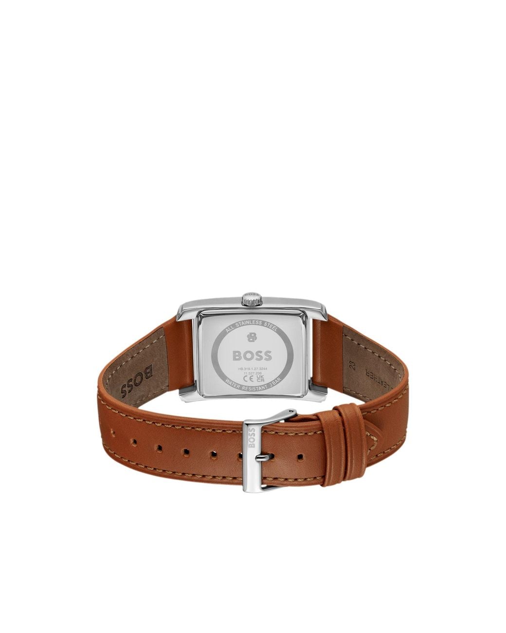 Boss White Tone Watch With Textured Skeleton Dial for men
