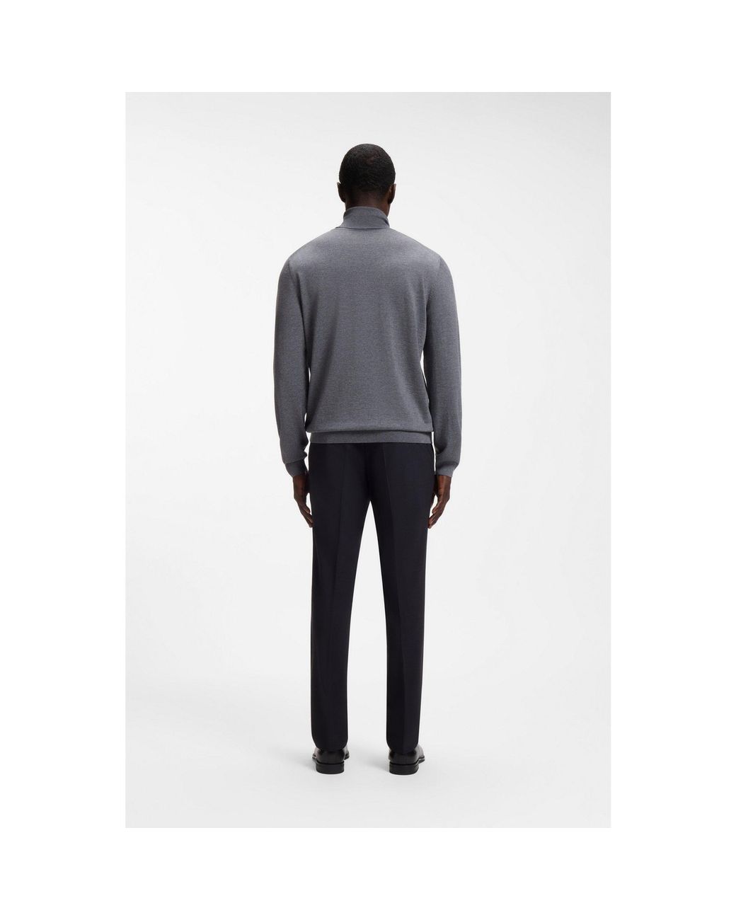 Boss Gray Slim-fit Rollneck Sweater In Wool for men