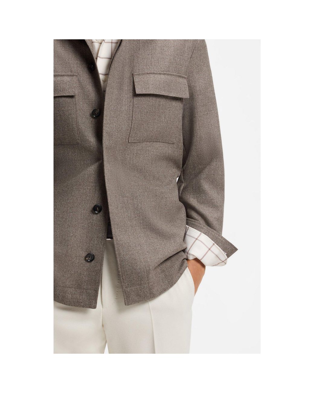 Boss Brown Relaxed-Fit Overshirt for men