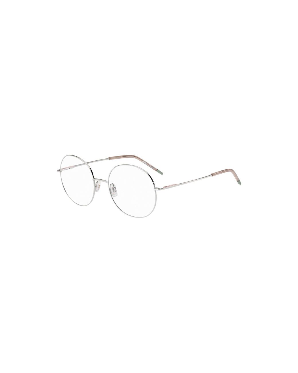 HUGO Metallic Round Optical Frames With Rose-Coloured Trims