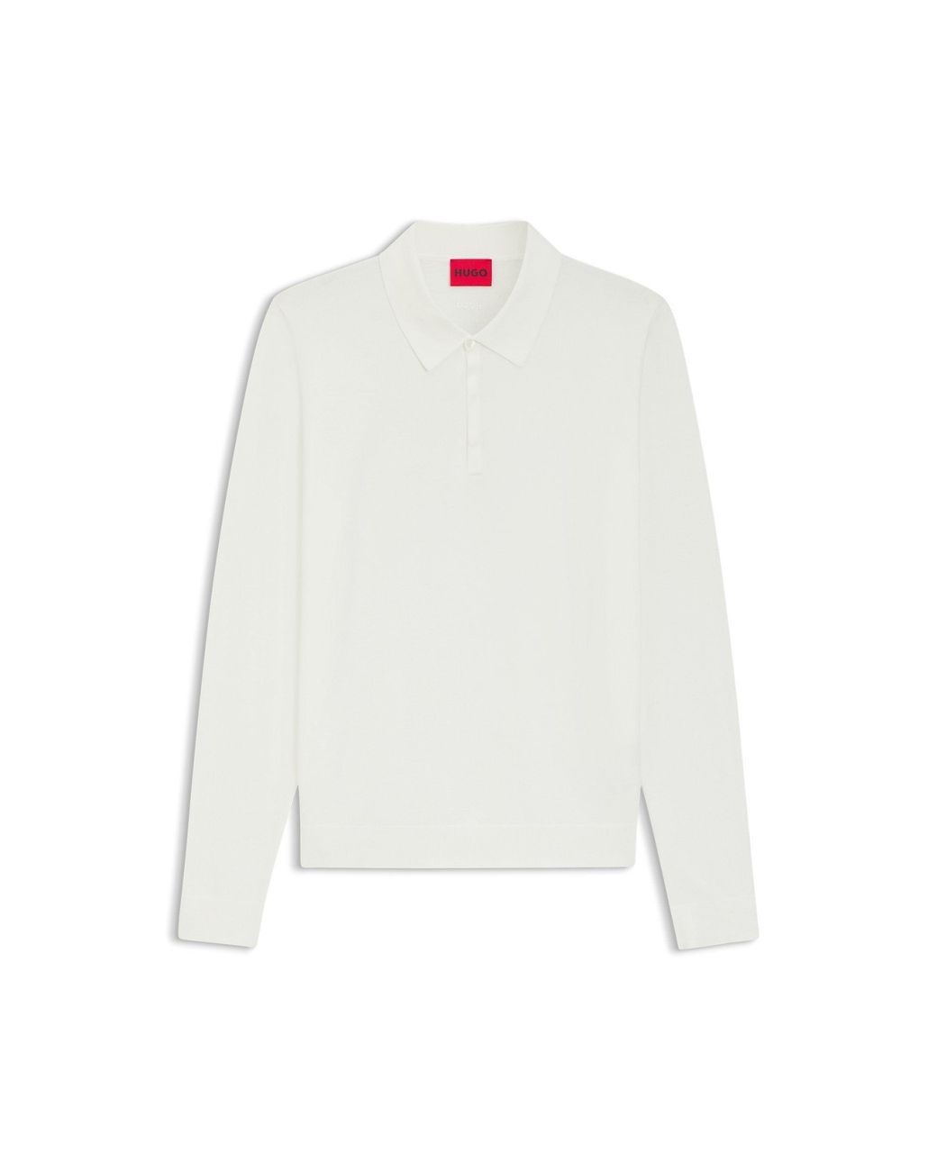 HUGO White Slim-Fit Knit Polo for men