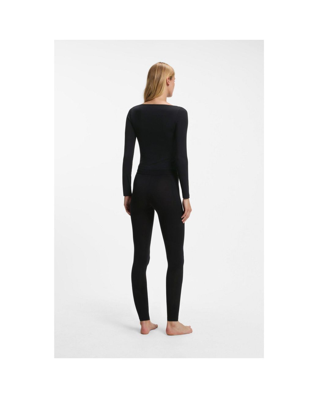HUGO Black Slim-Fit Leggings With Woven Logo Label