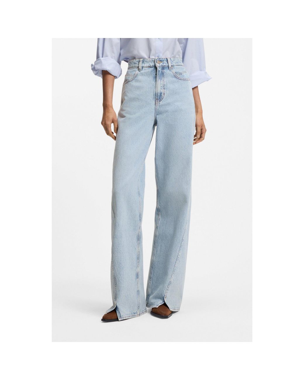 Boss Blue High-Rise Wide-Leg Jeans