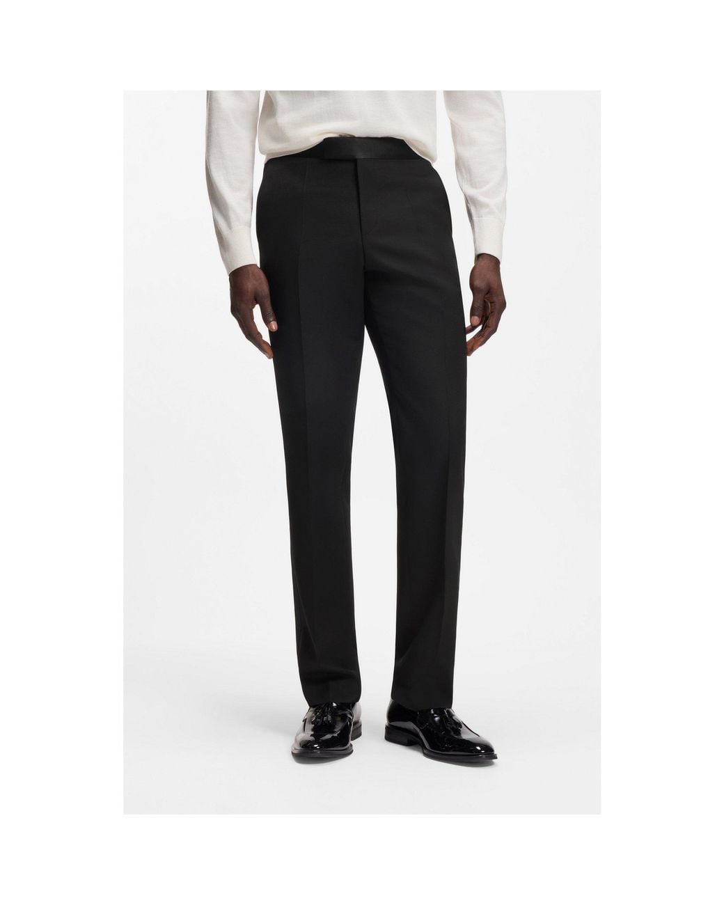 Boss Black Slim-Fit Tuxedo Trousers for men