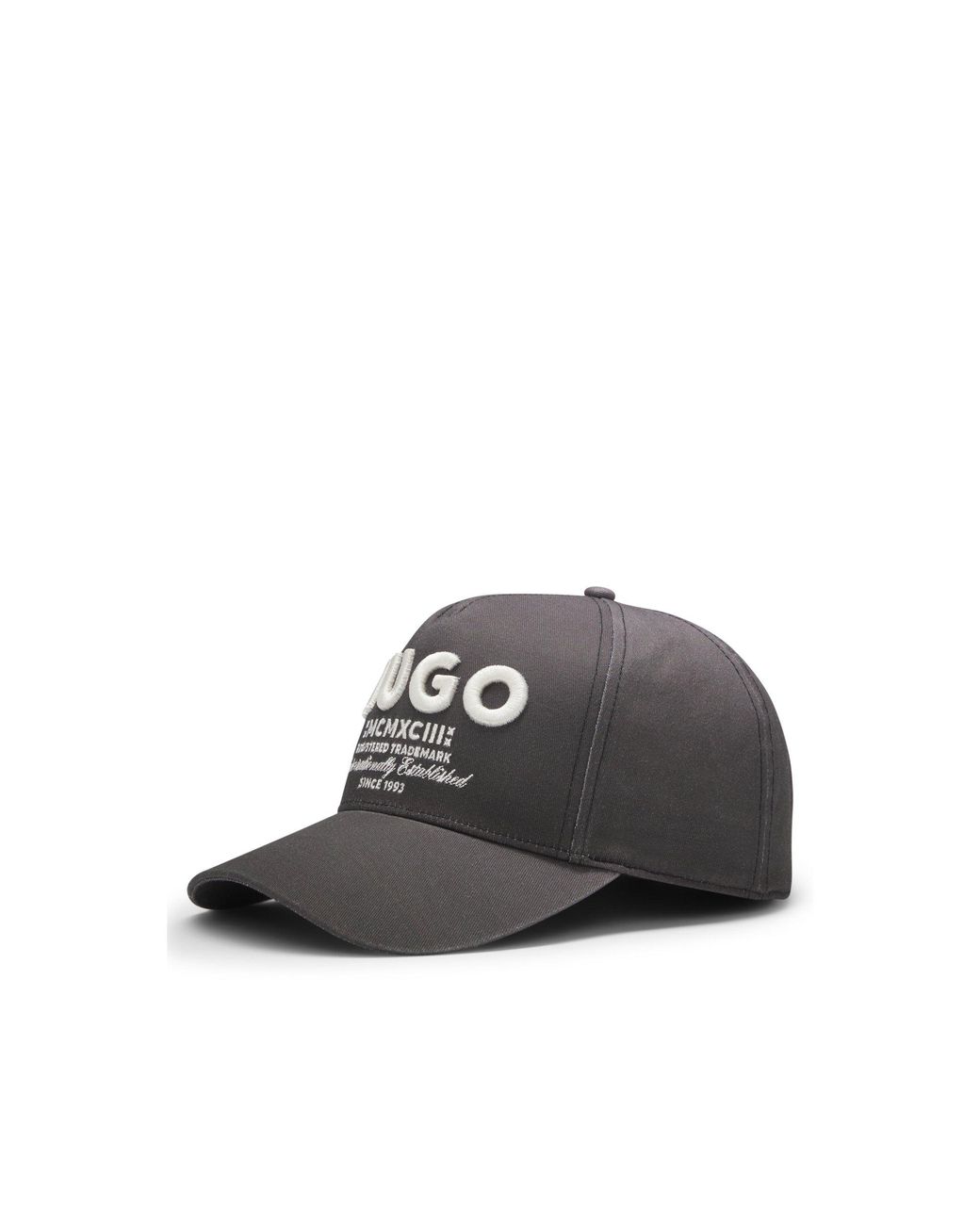 HUGO Black Cotton-Twill Cap With 3D Embroidered Logo for men
