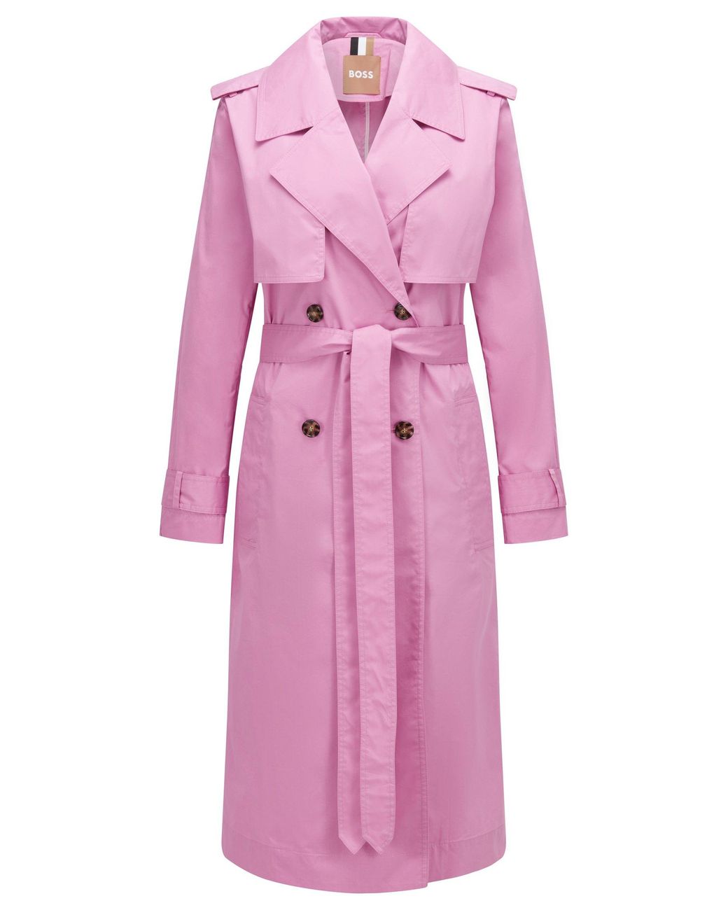 BOSS by HUGO BOSS Cotton blend Trench Coat With Fabric Belt in