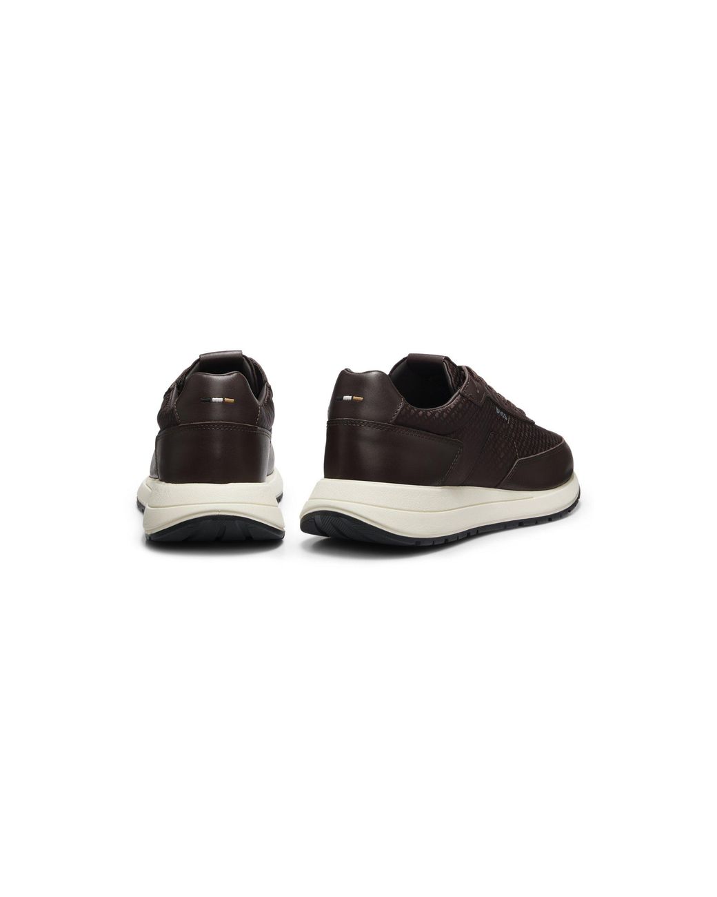Boss Brown Monogram Trainers With Leather Trims And Eva-Rubber Sole for men