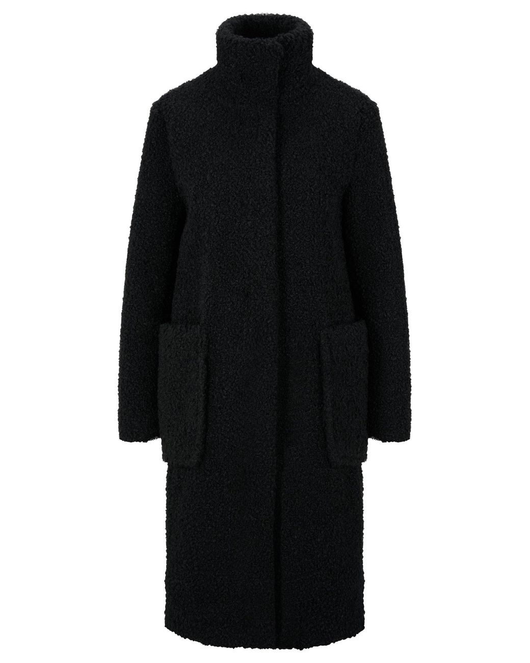 BOSS by HUGO BOSS Longlength Coat In Recycled Teddy Fabric in Black