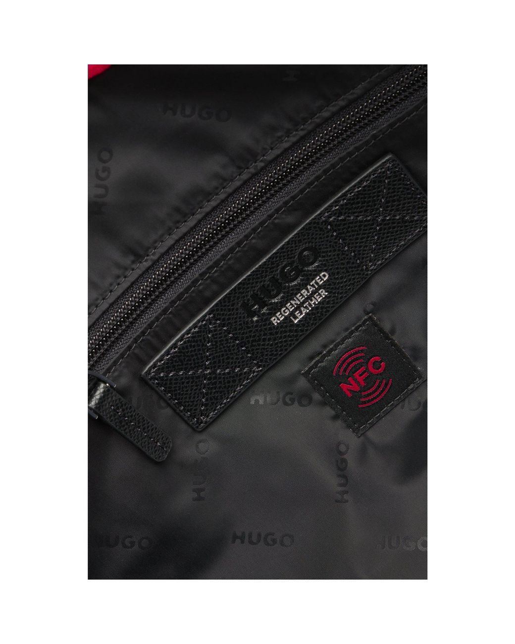 HUGO Black Recycled-Leather Holdall for men