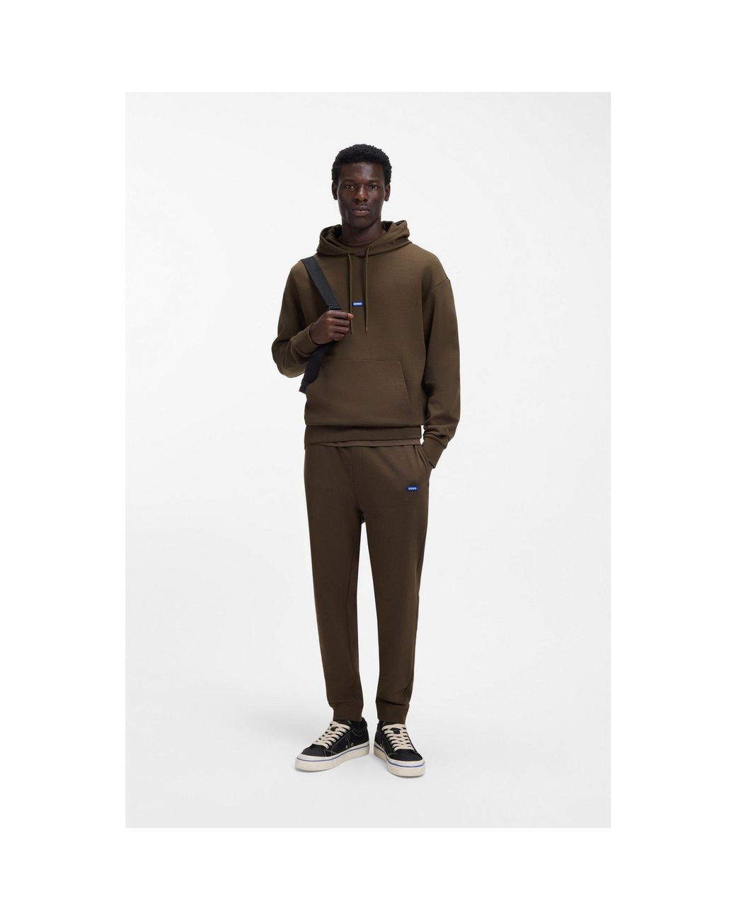 HUGO Brown Cotton Tracksuit Set With Logo Patch for men