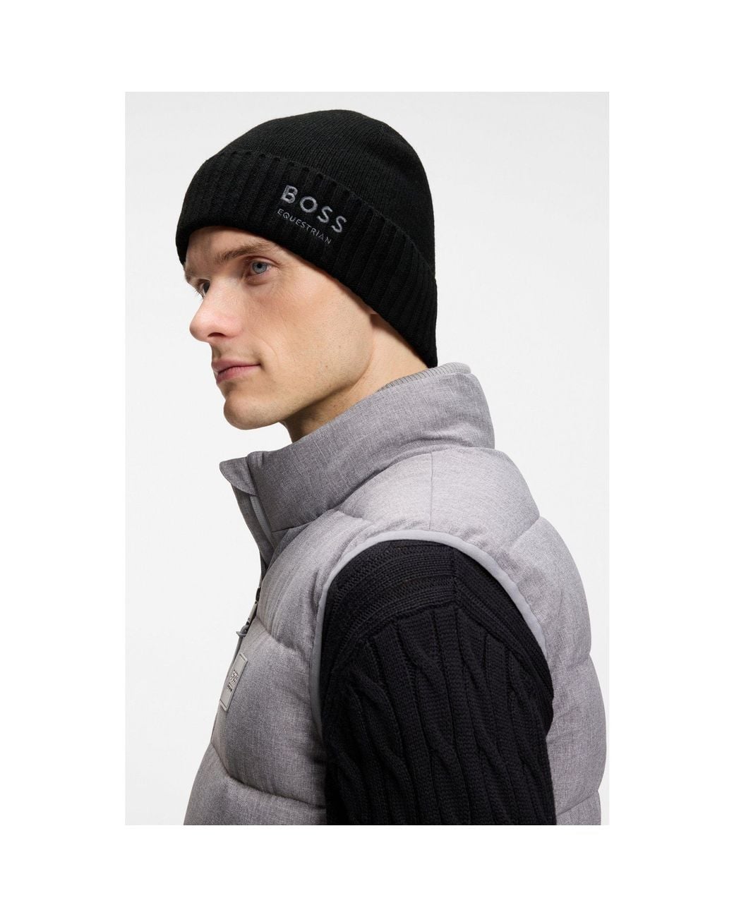 Boss Black Equestrian Beanie Hat for men