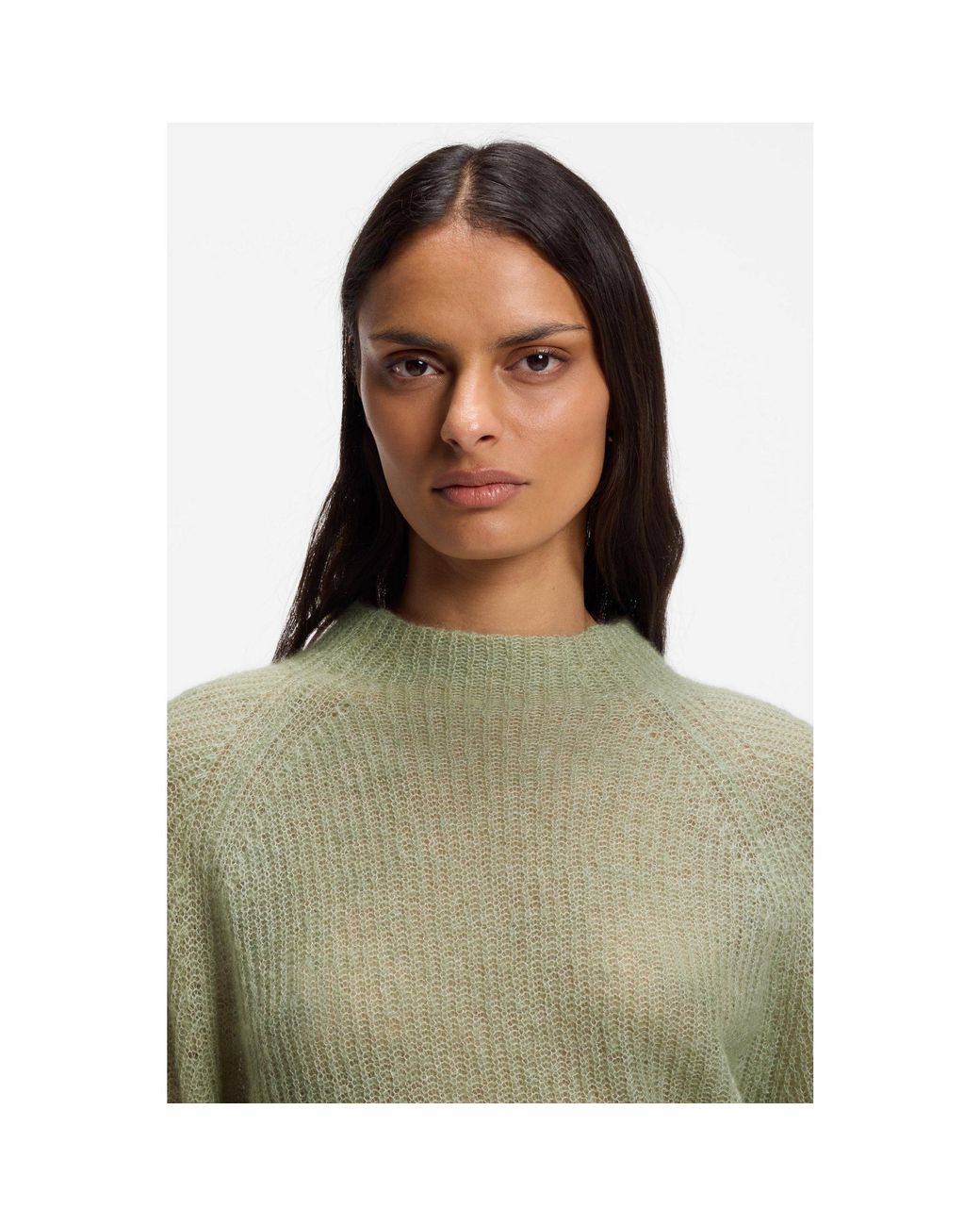 Boss Green Alpaca-Blend Sweater With Mock Neckline