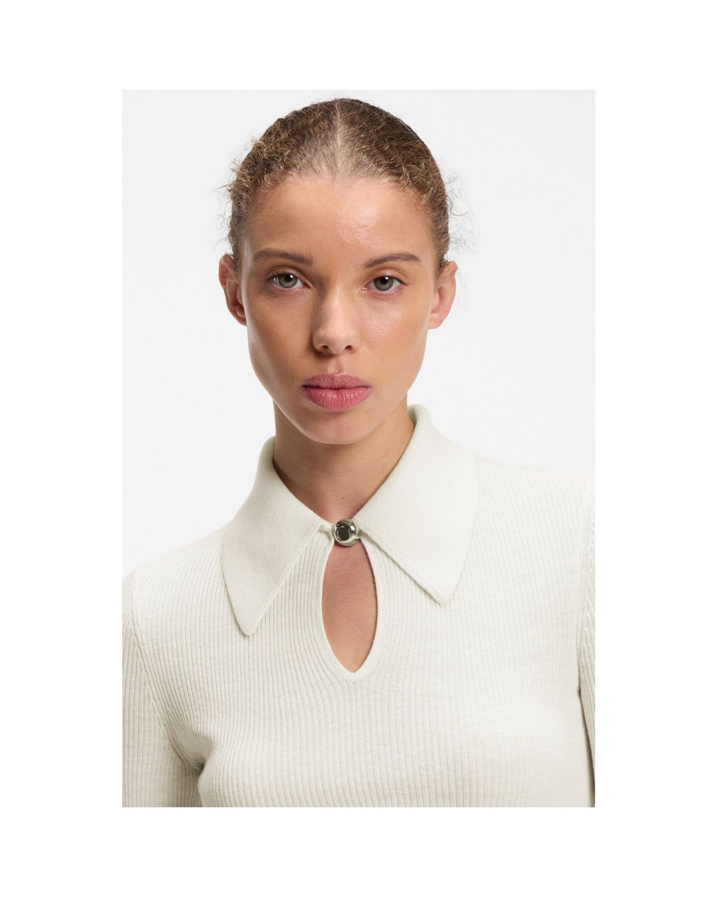 HUGO White Polo Sweater