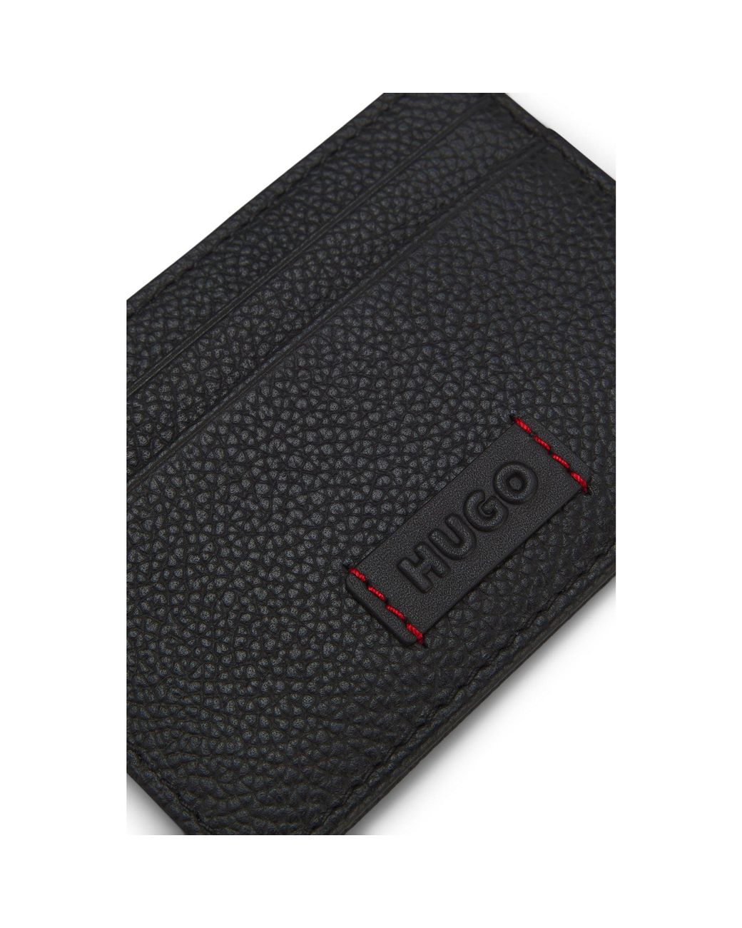 HUGO Black Debossed-Logo Wallet With Signature Stitching for men