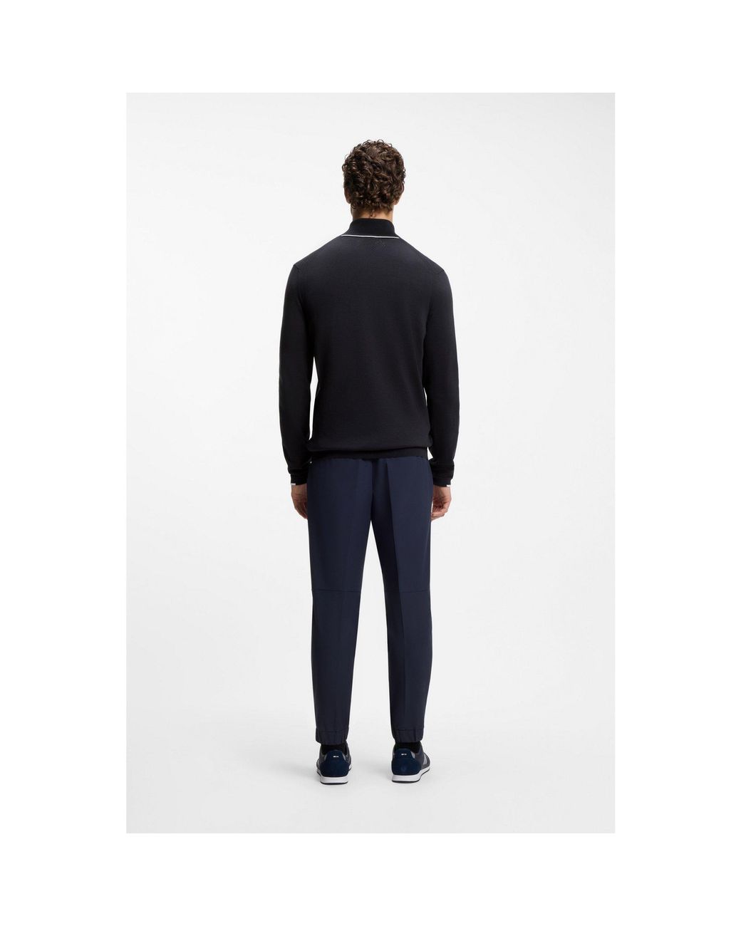 Boss Black Knitted-Cotton Cardigan With Contrast Logo for men