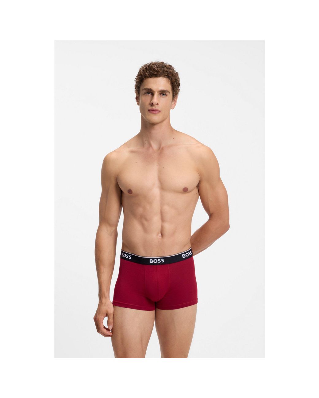 Boss Black Three-Pack Stretch-Cotton Trunks for men