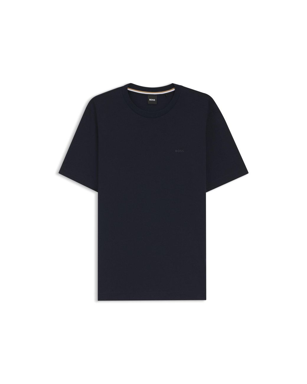 Boss Blue Cotton-Jersey T-Shirt With Logo Detail for men