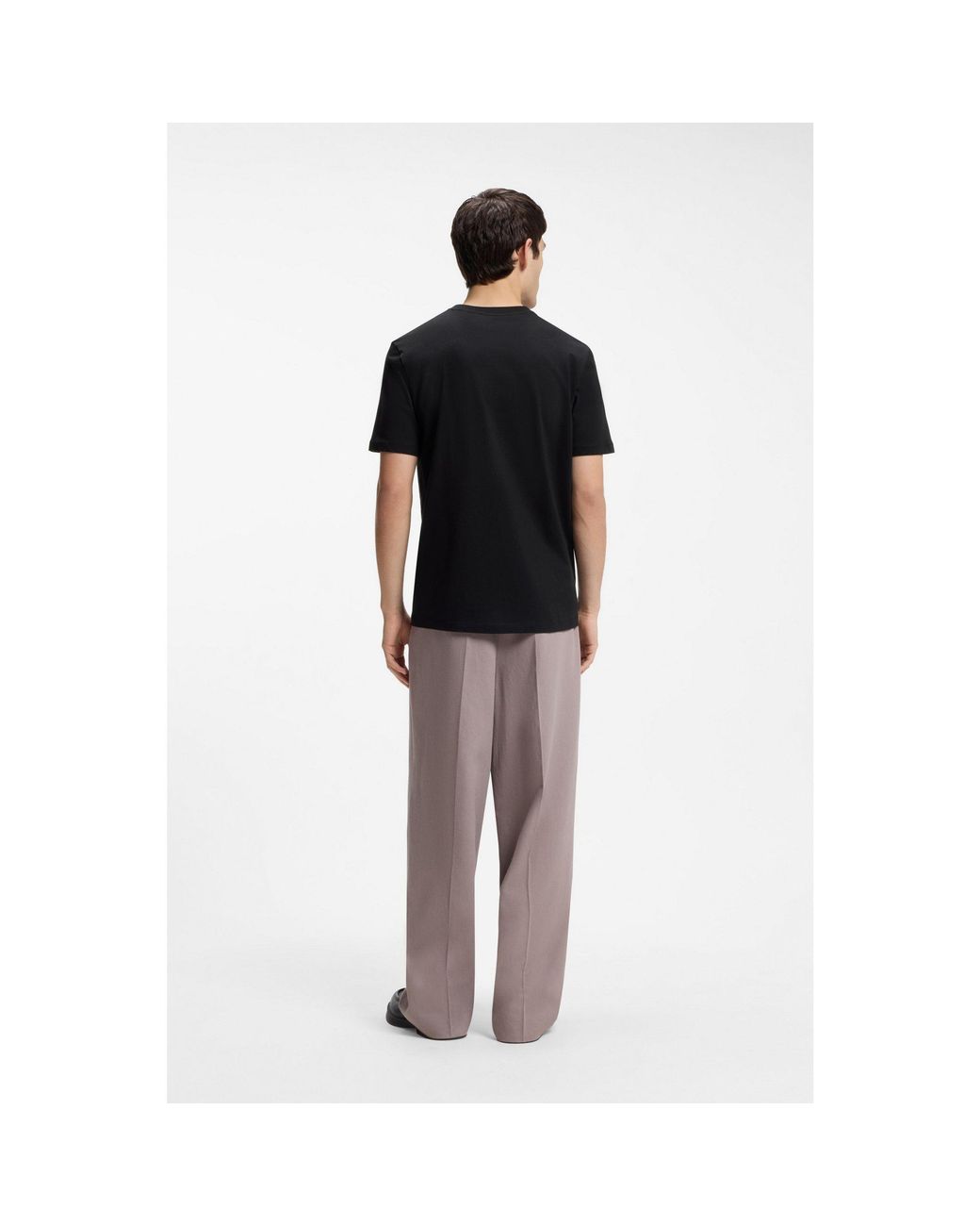 HUGO Black Cotton-Jersey T-Shirt With Spaced-Out Logo for men