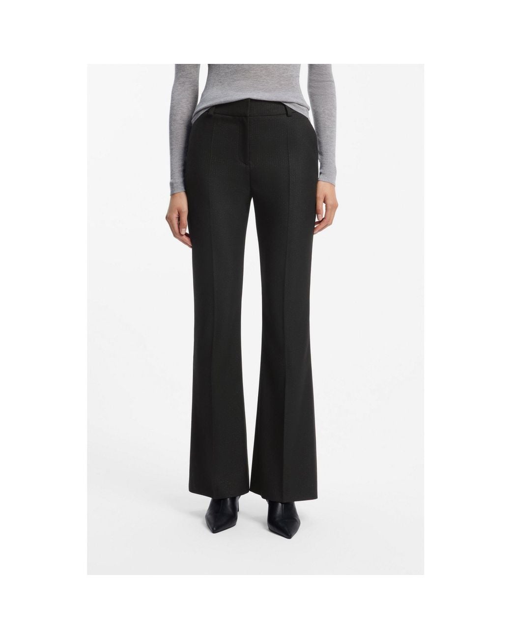 HUGO Black Pinstripe Slim-Fit Trousers With Bootcut Leg