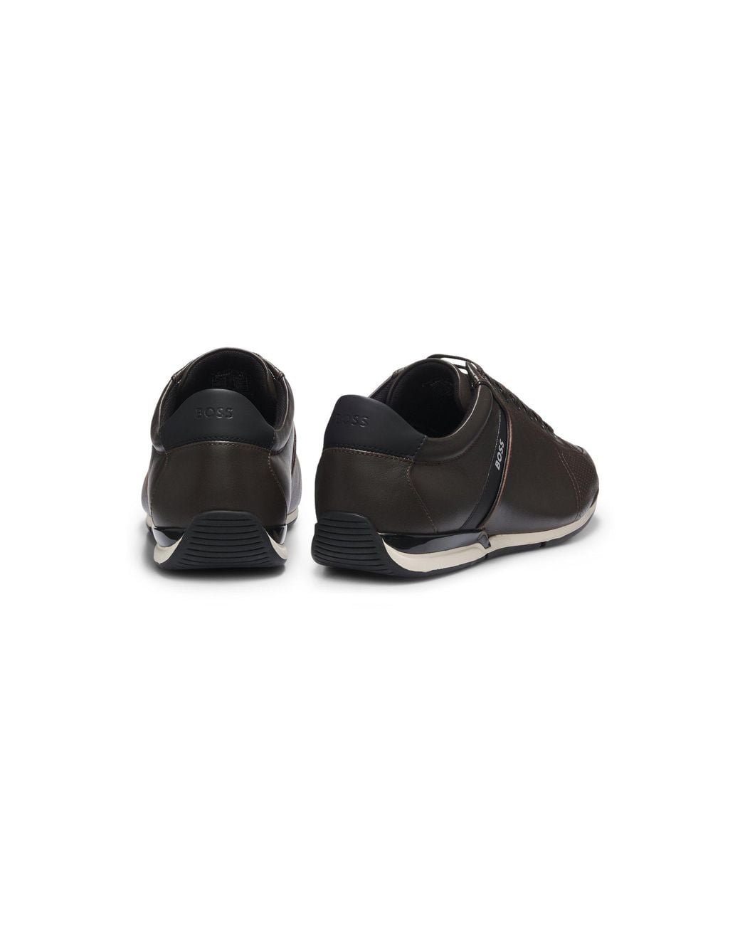Boss Black Leather Trainers With Odour-Control Lining for men