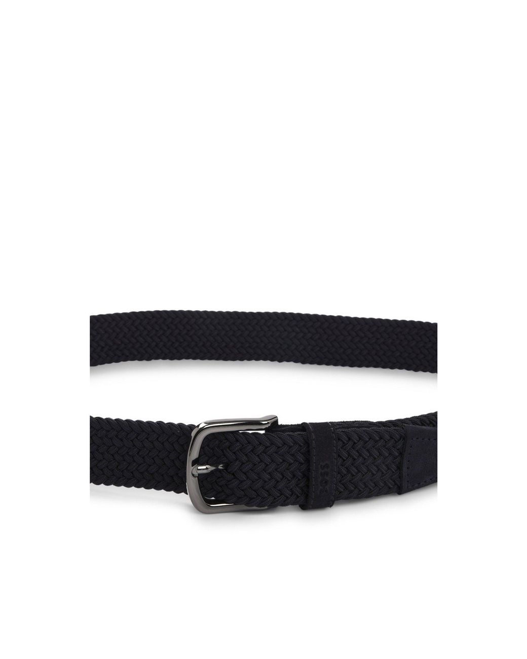 Boss Black Woven Belt With Leather Trims for men